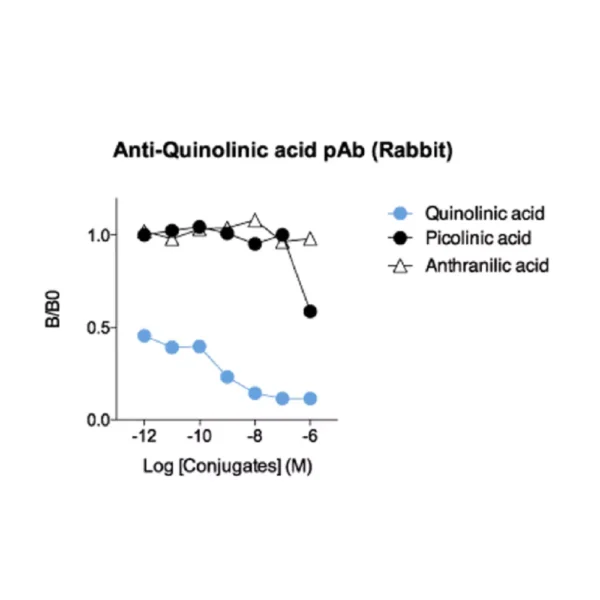 Affinity & specificity of anti-Quinolinic polyclonal antibody