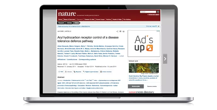 Nature Article: Aryl hydrocarbon receptor control of a disease tolerance defence pathway